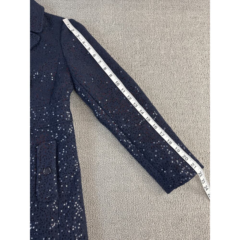 Loft Pea Coat Double Breasted Navy Sequin Wool Blend Size 2 Petite - Picture 14 of 14